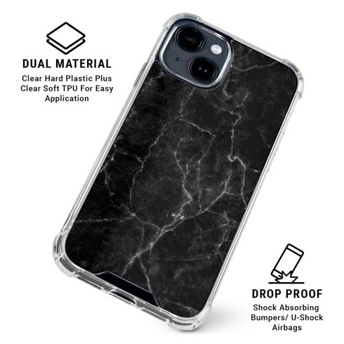Black Marble iPhone 15 Clear Case